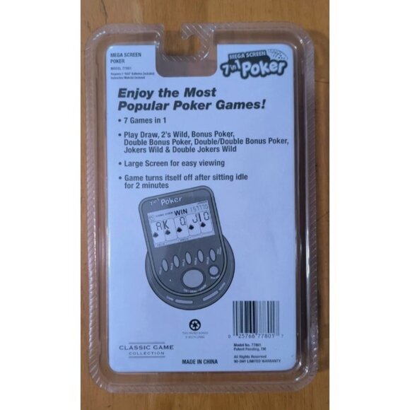 NEW Mega Screen 7 In 1 Poker Handheld Video Electronic Game NOS SEALED - Picture 2 of 2